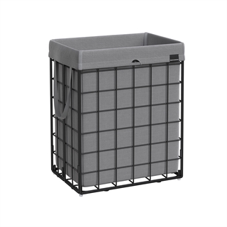 Songmics - Vasketøjskurv 48x33x58 (sort/grå)