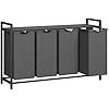 Vasagle - Vasketøjskurv med 4 rum 116x33x72 (grå/sort)