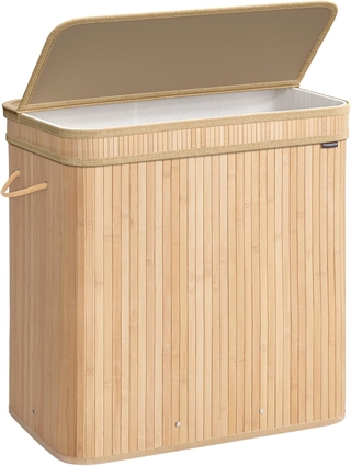 Songmics - Vasketøjskurv med låg 41,5x62,5x61 (naturlig beige) 