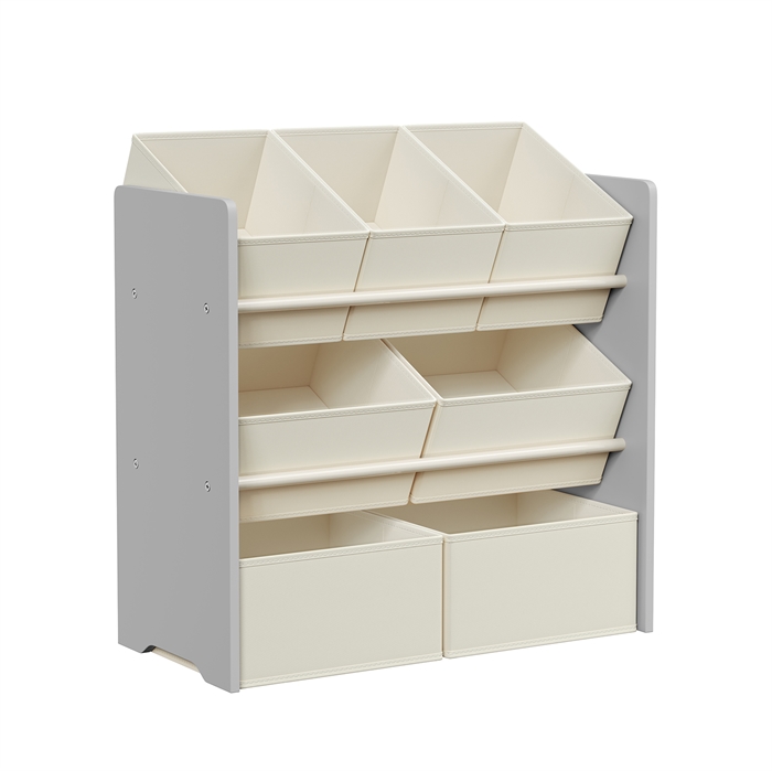 Songmics - Børnereol m. opbevaringskasser 62,5x29,5x60 (grå)