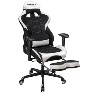 Flot gamerstol fra Songmics i sort/hvid set forfra.