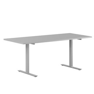 Storartet skrivebord i grå/sølvgrå.
