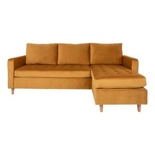 Produktbillede i sennepsgult velour/træ.