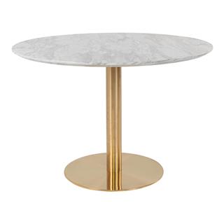 Spisebord med top i marmorimitering og ben i messing look fra Nordic House.