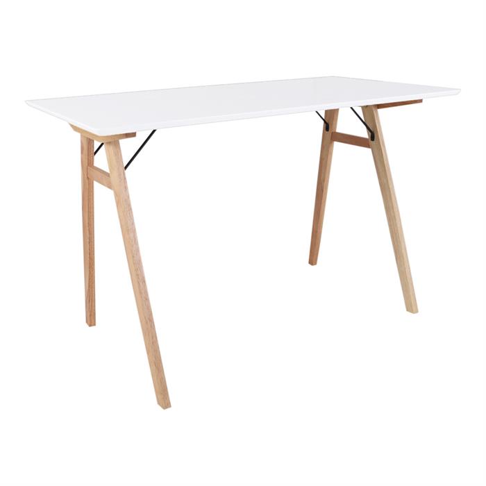 Storartet skrivebord i hvid/natur.