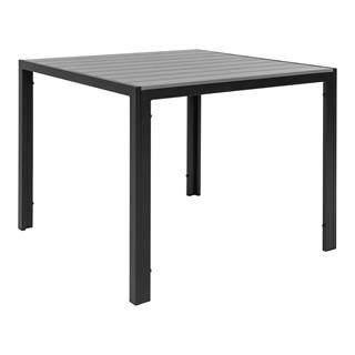 Havebord med bordplade i grå nonwood og sorte ben fra Nordic House.