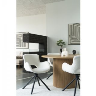 Spisebordsstol, i bouclé off-white med drejefod fra House Nordic