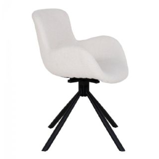 Spisebordsstol, i bouclé off-white med drejefod fra House Nordic