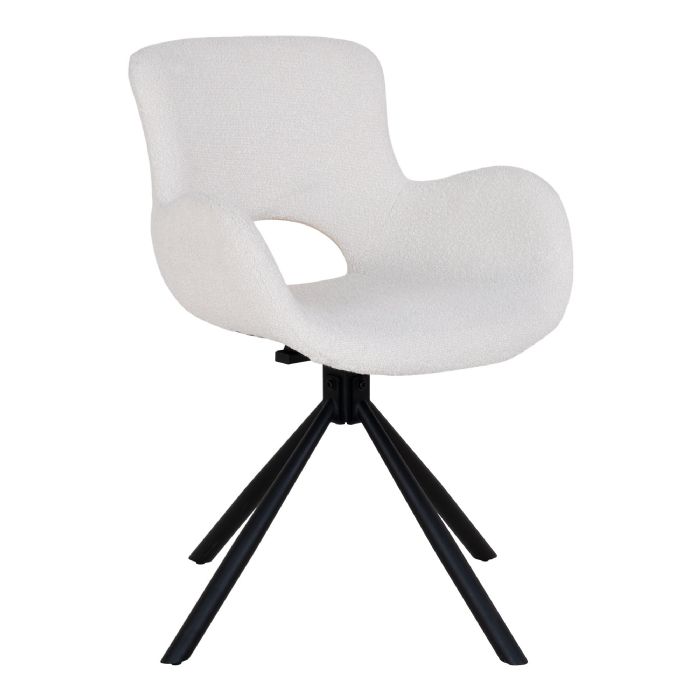 Spisebordsstol, i bouclé off-white med drejefod fra House Nordic