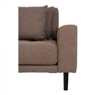 Lounge Sofa,  venstrevendt i brun med fire puder og sorte træben, HN1055 fra House Nordic