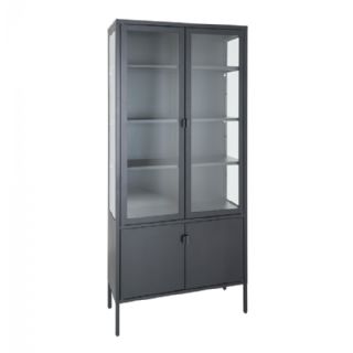 Vitrineskab, sort metal, 4 låger 80x35x180 cm fra House Nordic