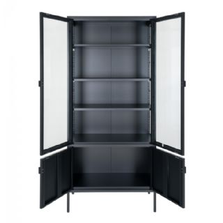 Vitrineskab, sort metal, 4 låger 80x35x180 cm fra House Nordic
