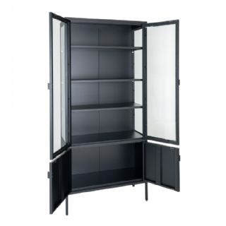 Vitrineskab, sort metal, 4 låger 80x35x180 cm fra House Nordic