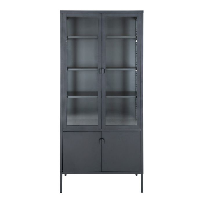 Vitrineskab, sort metal, 4 låger 80x35x180 cm fra House Nordic
