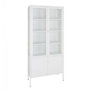 Vitrineskab, hvid metal, 4 låger 80x35x180 cm fra House Nordic