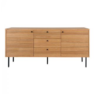 Skænk, egefiner, sorte metalben, 3 skuffer, 2 låger 150x40x74 cm fra House Nordic