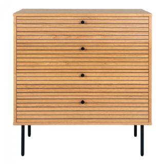 Komode, egefiner, sorte metalben, 4 skuffer 80x40x85 cm fra House Nordic