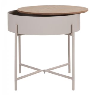 Hjørnebord, beige-lysegrå metal, natur top ø40x40 cm fra House Nordic