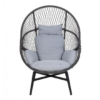 Loungestol, polyrattan, sort, inkl. hynder fra House Nordic