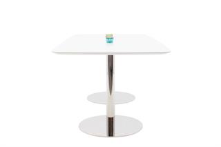 Fumac konferencebord 95x190 i hvid laminat med krom søjler