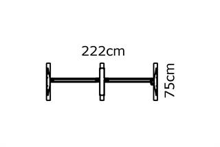 Skitse af hæve sænkestel til møde- og konferenceborde 222 x 75 cm