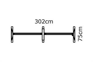 Skitse af hæve sænkestel til møde- og konferenceborde 302 x 75 cm