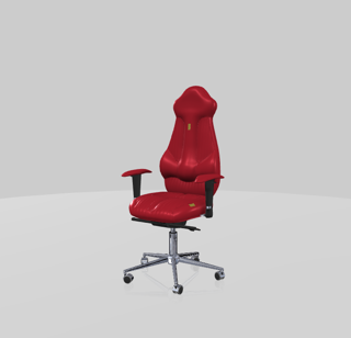 Kulik System Imperial kontorstol i rødt læder med designsyninger og armlæn.