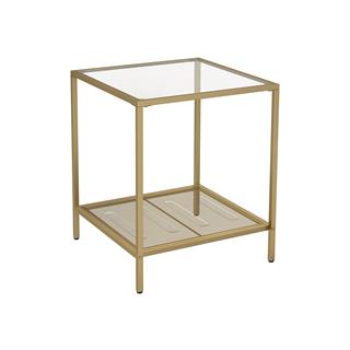 Flot sengebord i glas/guld fra Vasagle.