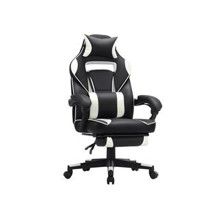 Flot gamerstol fra Vasagle i sort/hvid set forfra i en skrå vinkel.